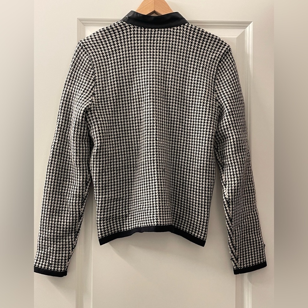 Lauren Ralph Lauren Black & White wool blend Houndstooth Zip-Front Jacket - Picture 2 of 6